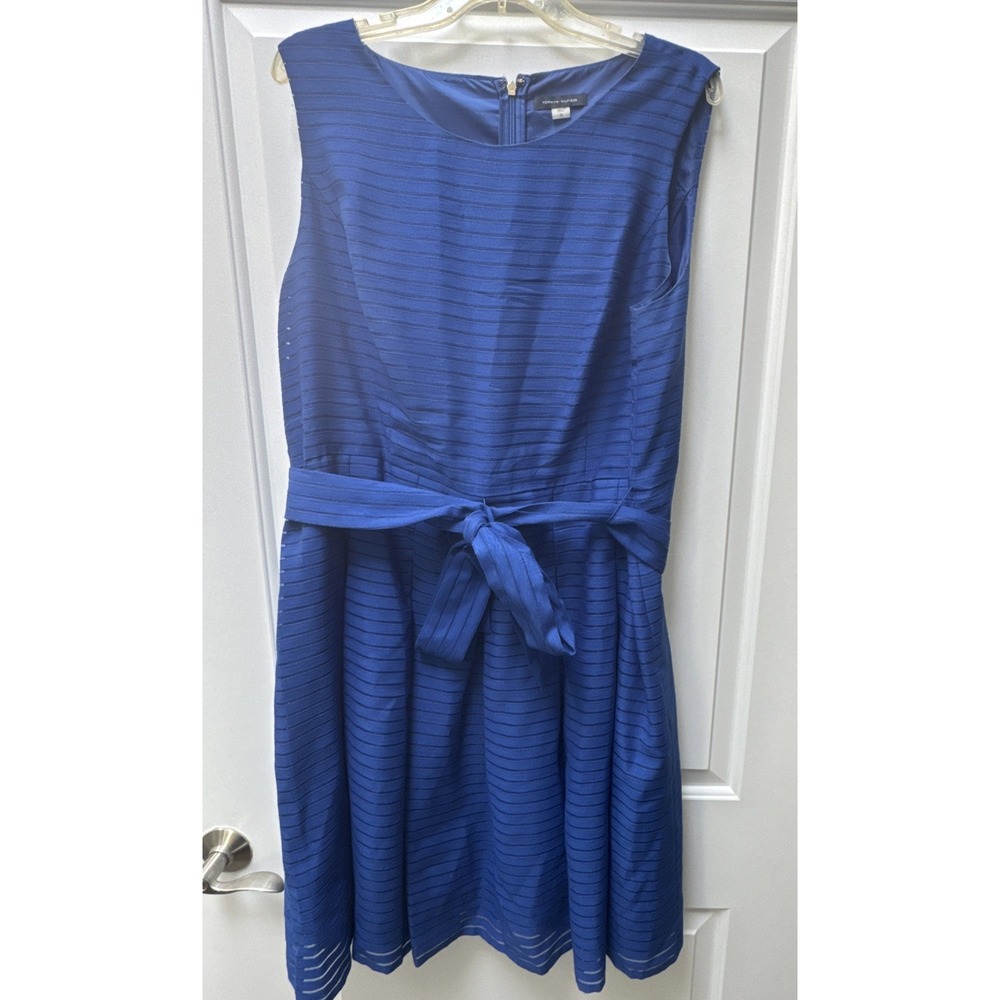 Tommy Hilfiger Dress Sleeveless Women's Size 18 Blue Stripe Fit & Flare Lines‎